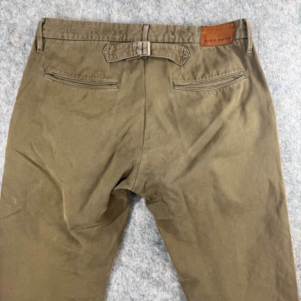 Levi’s Made And Crafted Mens Pants Sz 33 Khaki Chino Button Fly Preppy - Picture 12 of 14